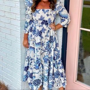 White and Paisley Midi Dress